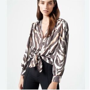 SMYTHE Zebra Print Blouse Top Size Large